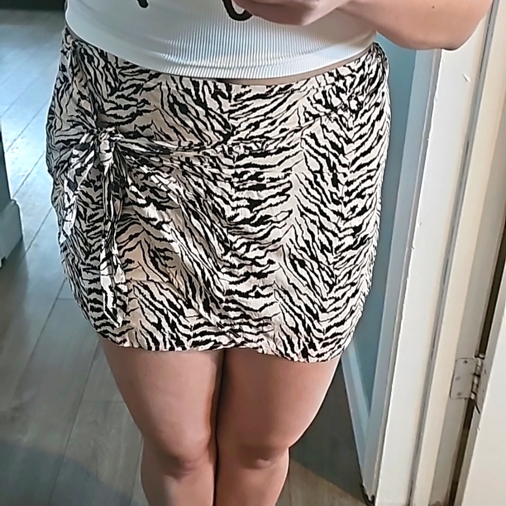 BCBG Zebra Print Wrap Mini Skirt